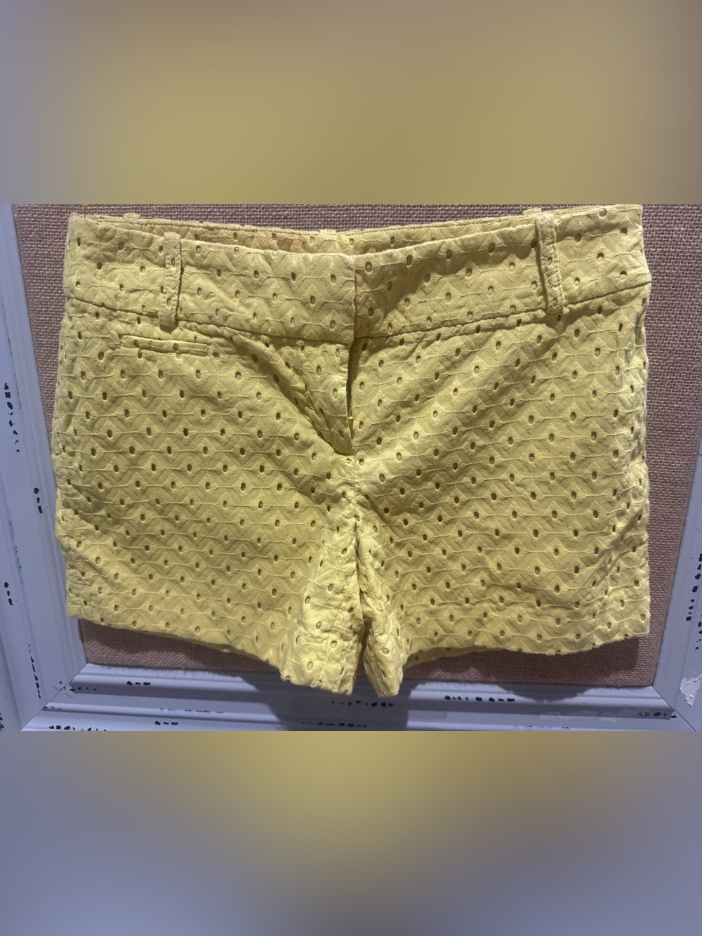 LOFT Yellow Eyelet The Riviera Shorts
